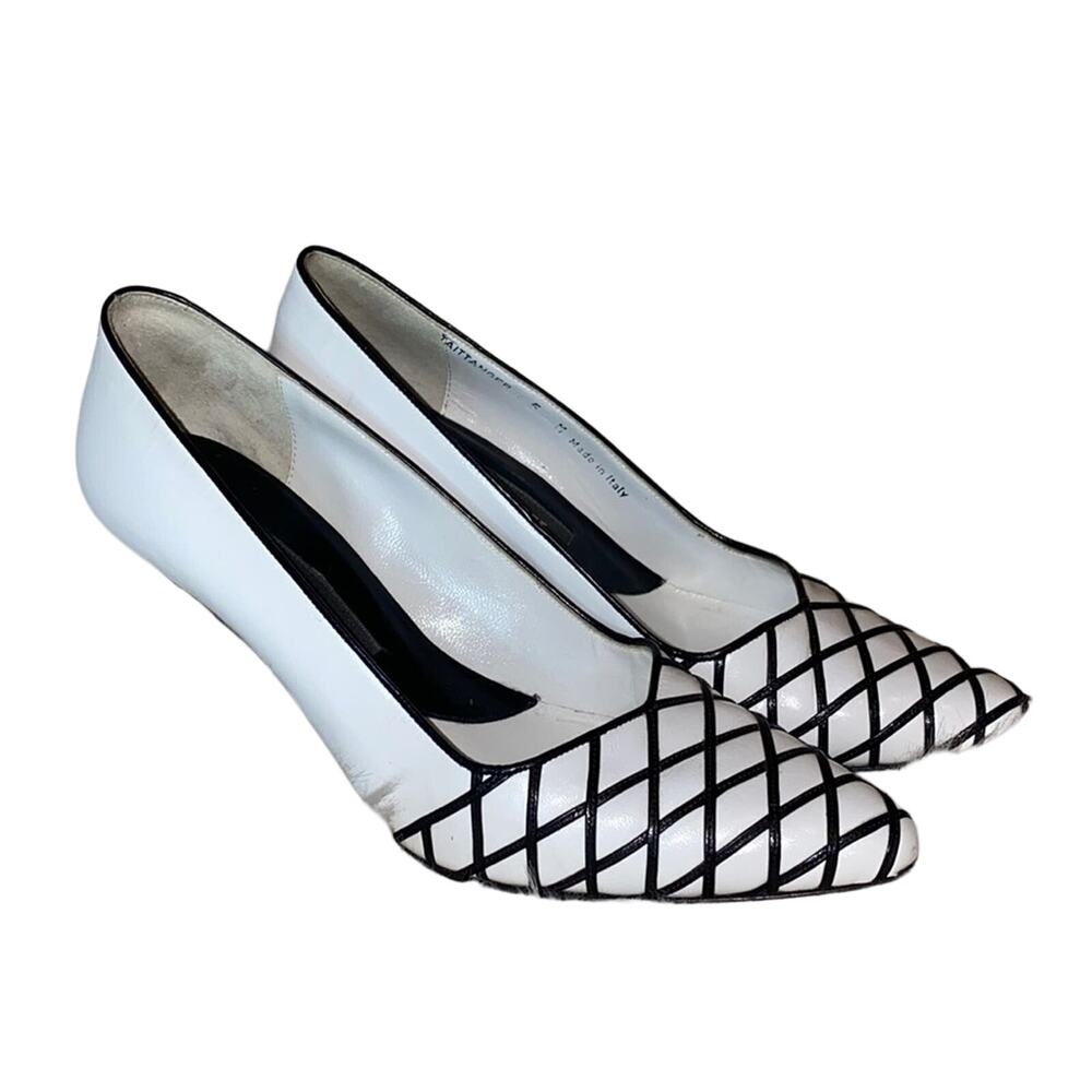 Bally Taittanger Vintage B&W Italian Leather Pumps